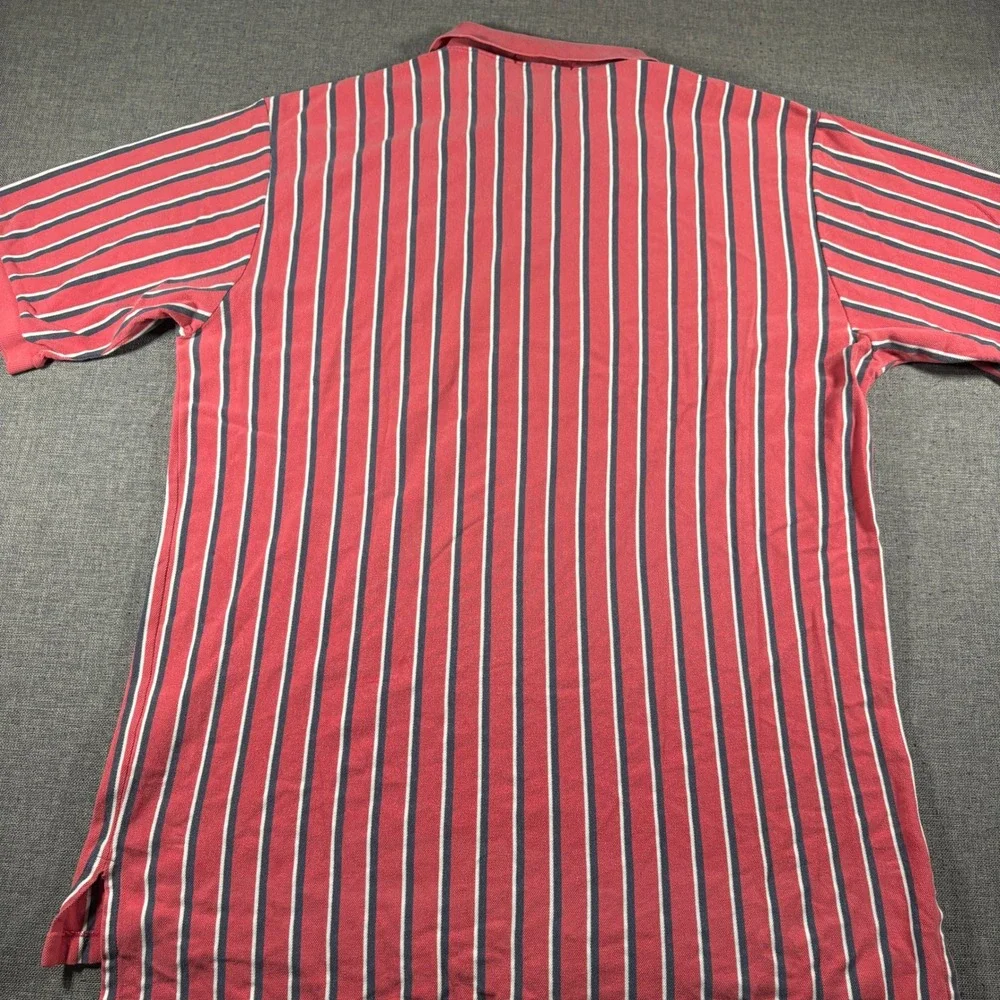 Vintage Polo Ralph Lauren Polo Shirt Mens XLT Red Vertical Stripe Cotton Pique